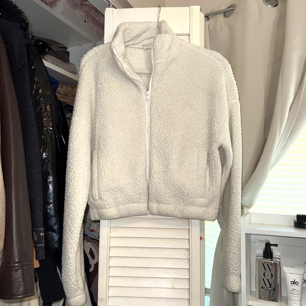 Garage Sherpa Zip Up in White
